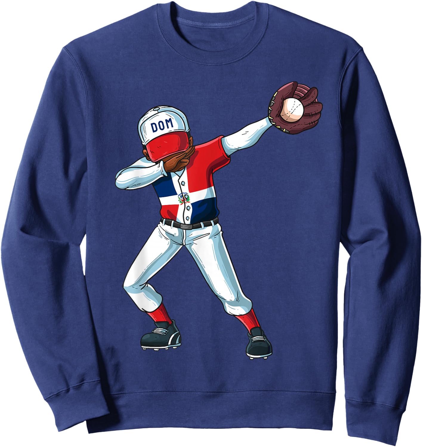 Baseball Dabbing Dominican Republic Player Catcher Pitcher Sweatshirt - Sweatshirt | Navy