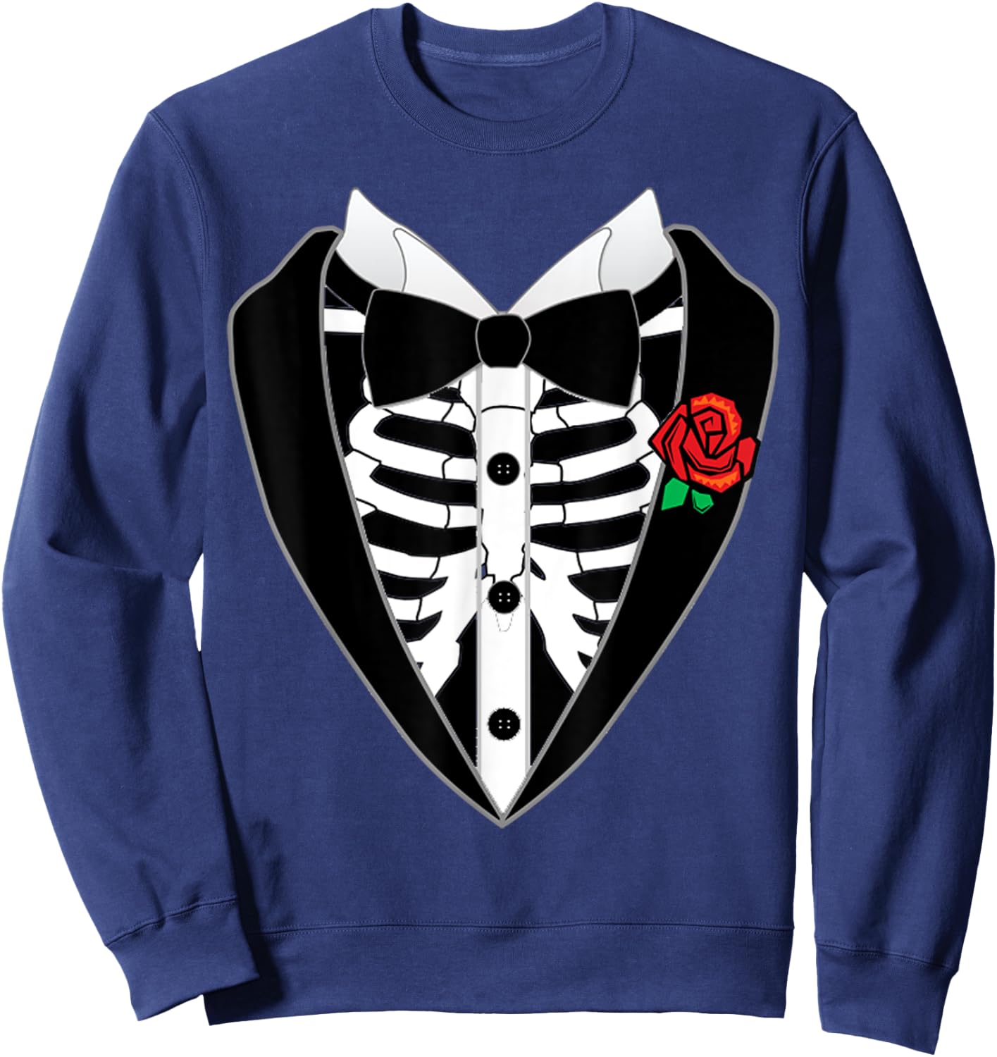 Halloween Costume Tuxedo Skeleton Bow Tie Tux Funny Sweatshirt - Sweatshirt | Navy
