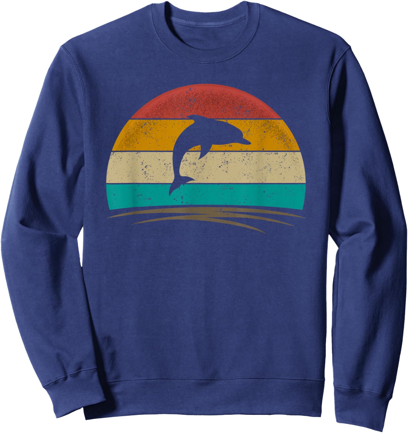 Dolphin Shirt Retro Style Sea Animal Whale Marine Biology Sweatshirt - Sweatshirt | Navy