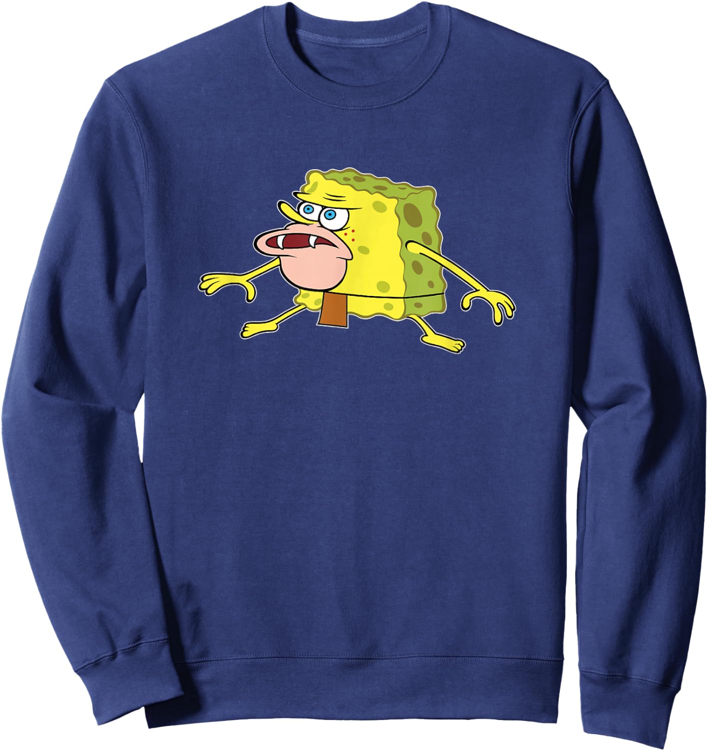 Spongebob Squarepants Caveman Meme T- Shirts Sweatshirt - Sweatshirt | Navy