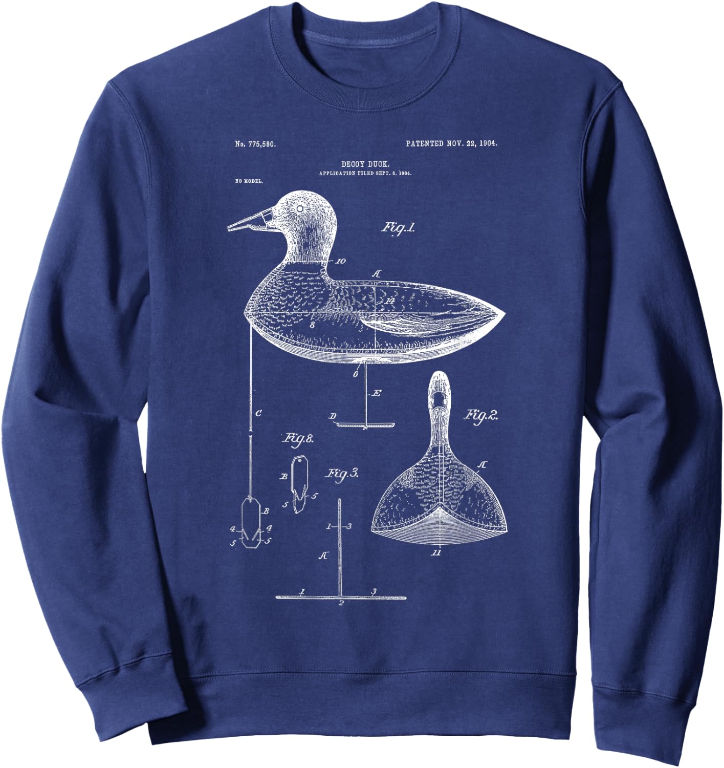 Vintage Duck Hunting Decoy Shirt - Wood Mallard Carving Sweatshirt - Sweatshirt | Navy
