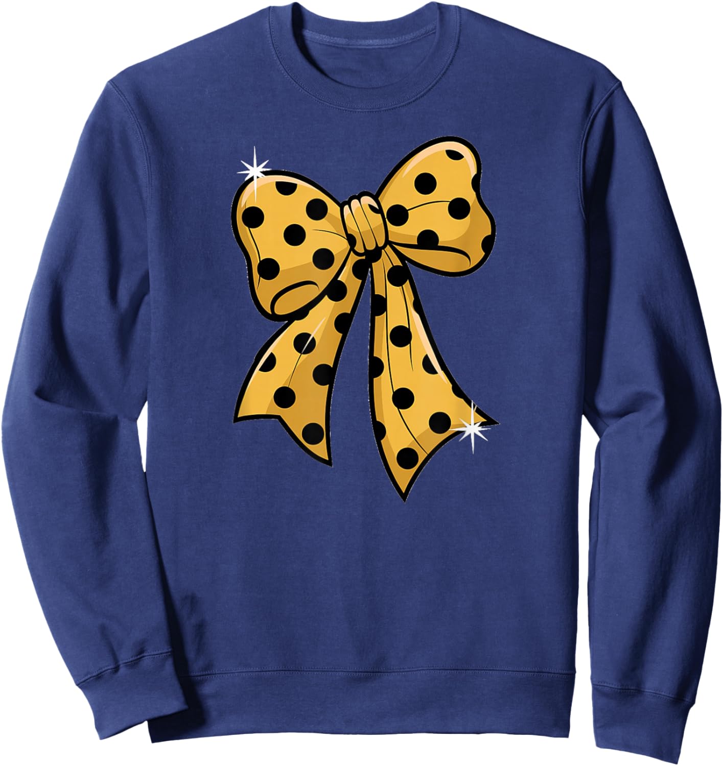 Stylish Yellow Polka Dot Bow Retro Coquette inspired Sweatshirt - Sweatshirt | Navy