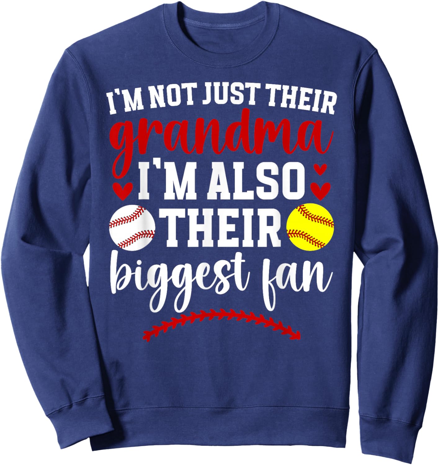 Their Biggest Fan Softball Baseball Grandma Of Ballers Sweatshirt - Sweatshirt | Navy