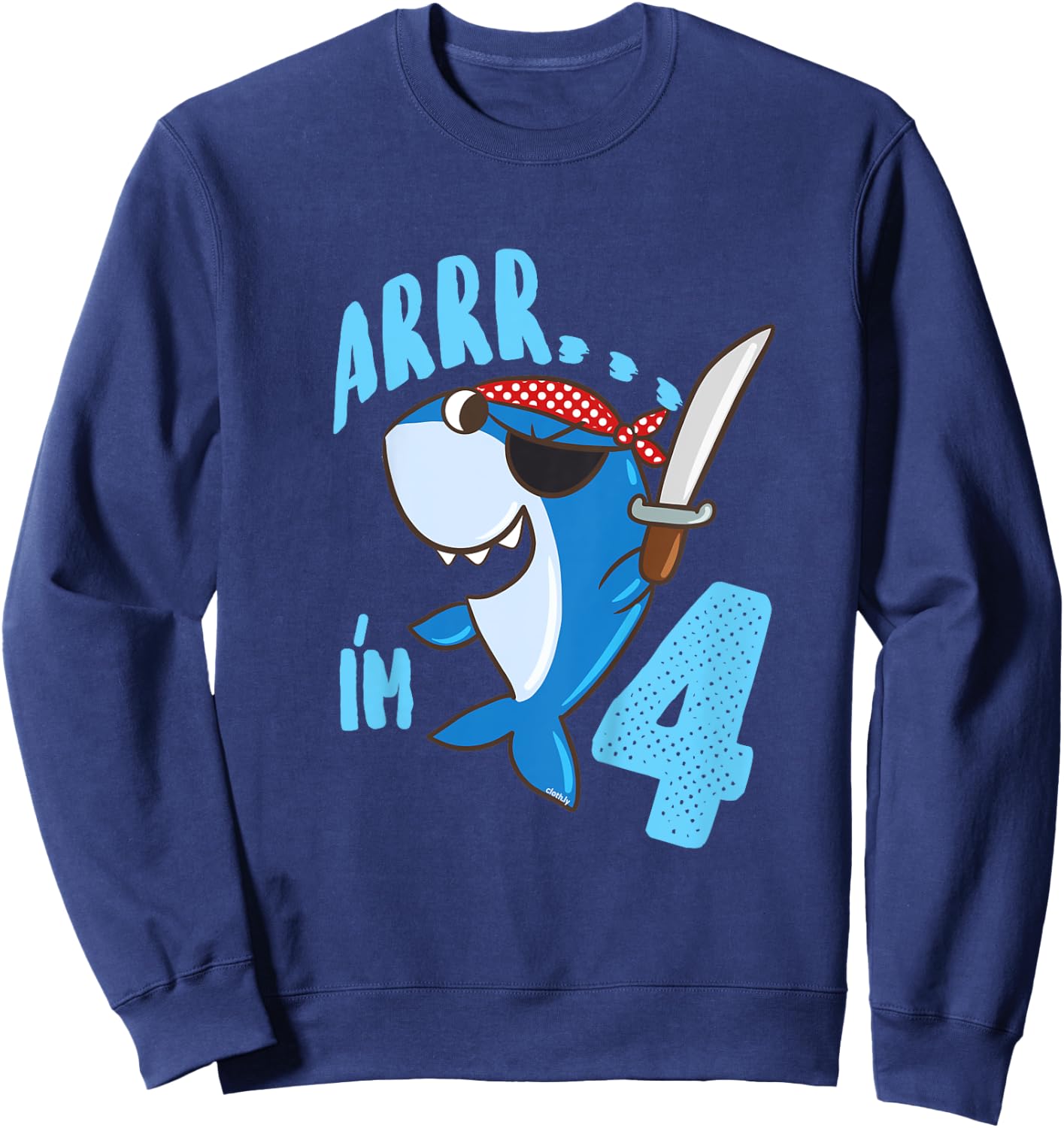 Kids 4th Birthday Gift Boys Shark Pirate 4 Years Sweatshirt - Sweatshirt | Navy