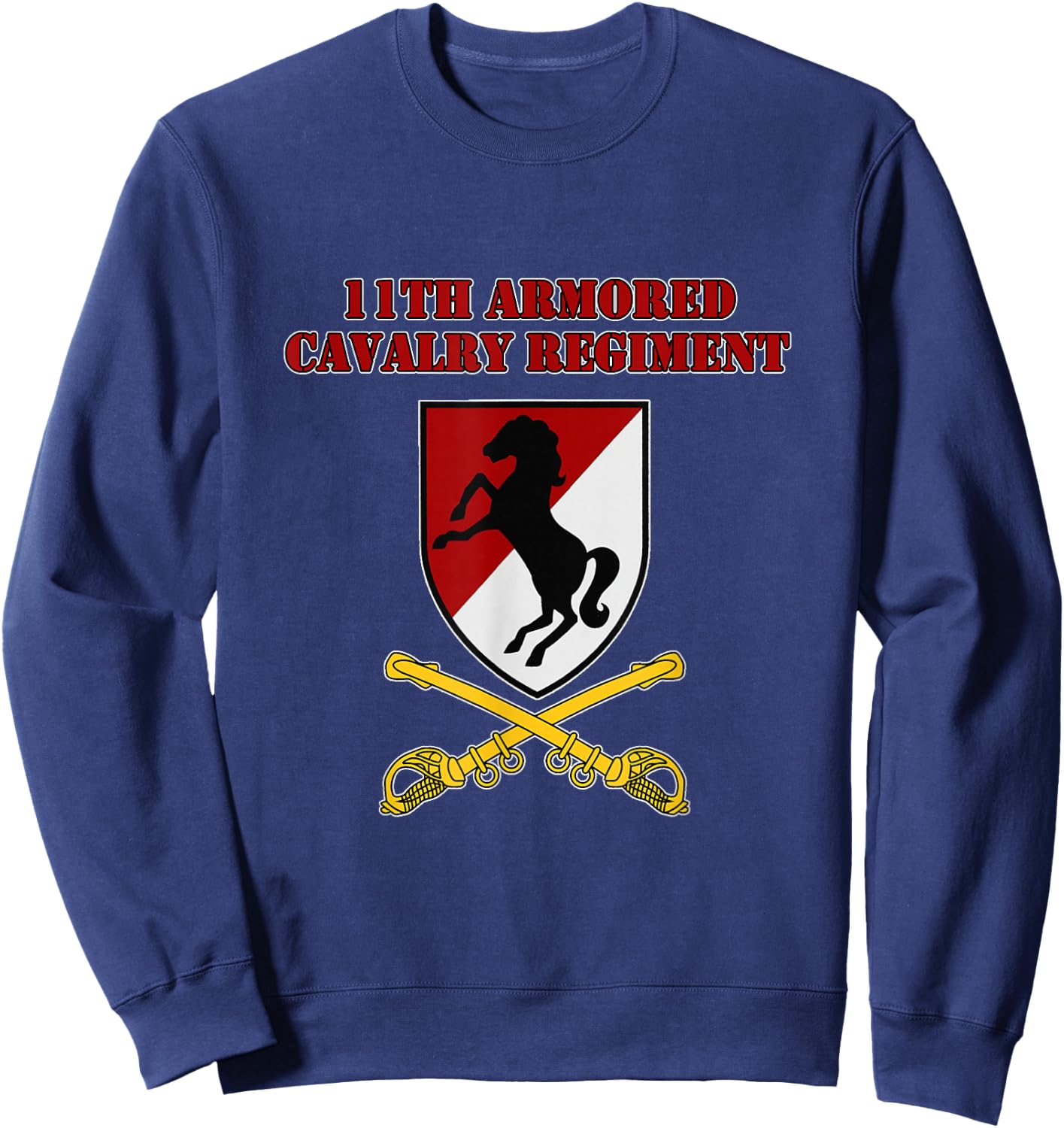 Griffin's Goodies Military Designs - 11th Armored Cavalry Regiment - Black - Men's Small - Short Sleeve - Classic Fit - Polyester 100% Sweatshirt - Sweatshirt | Navy
