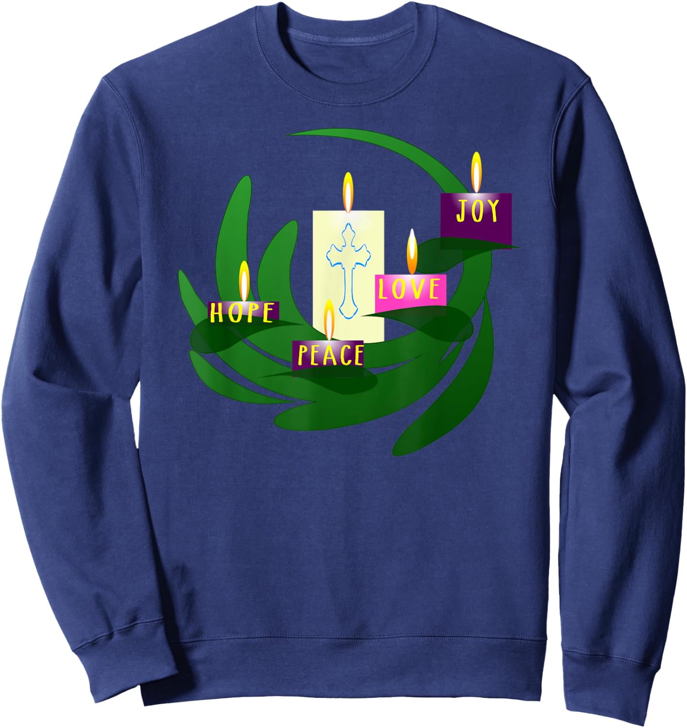 Advent Wreath Christmas Candles T Shirt Sweatshirt - Sweatshirt | Navy
