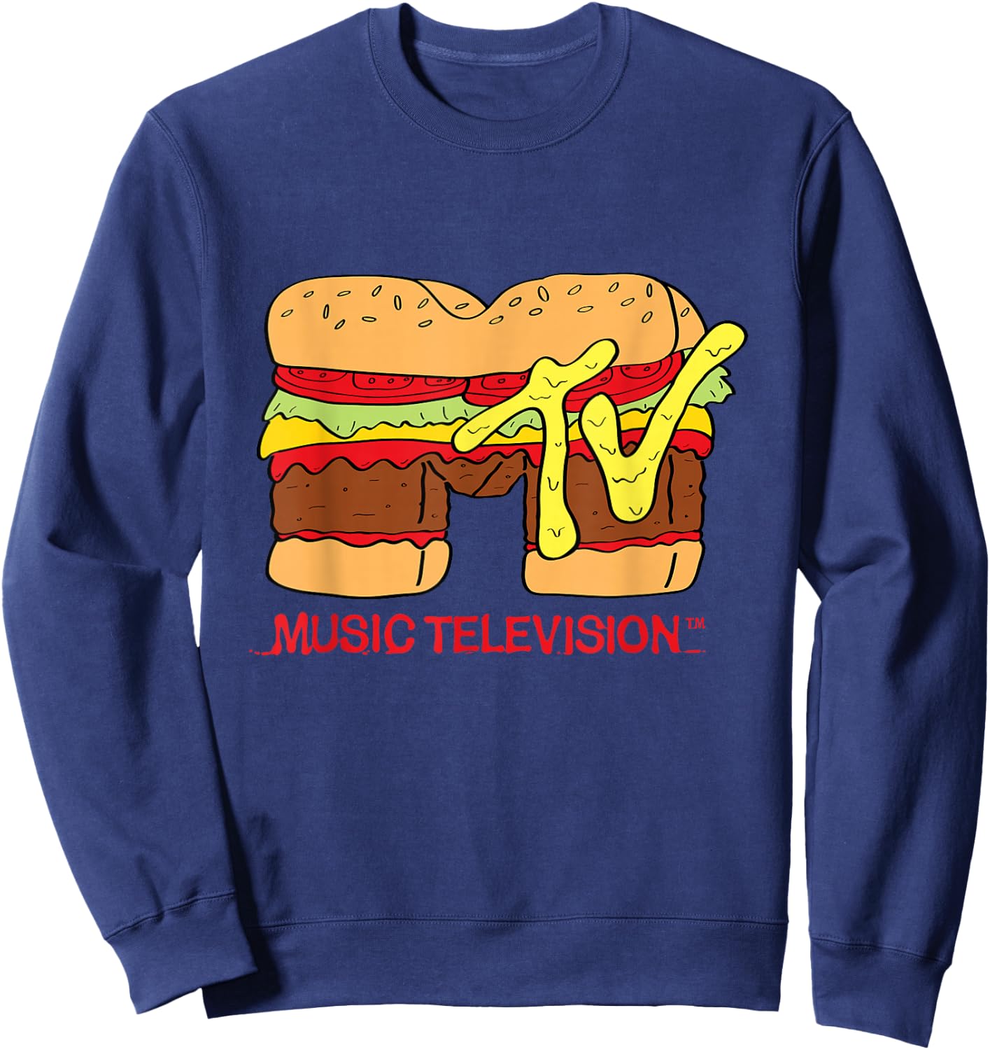 MTV Classic Logo Hamburger Design T- Shirts Sweatshirt - Sweatshirt | Navy