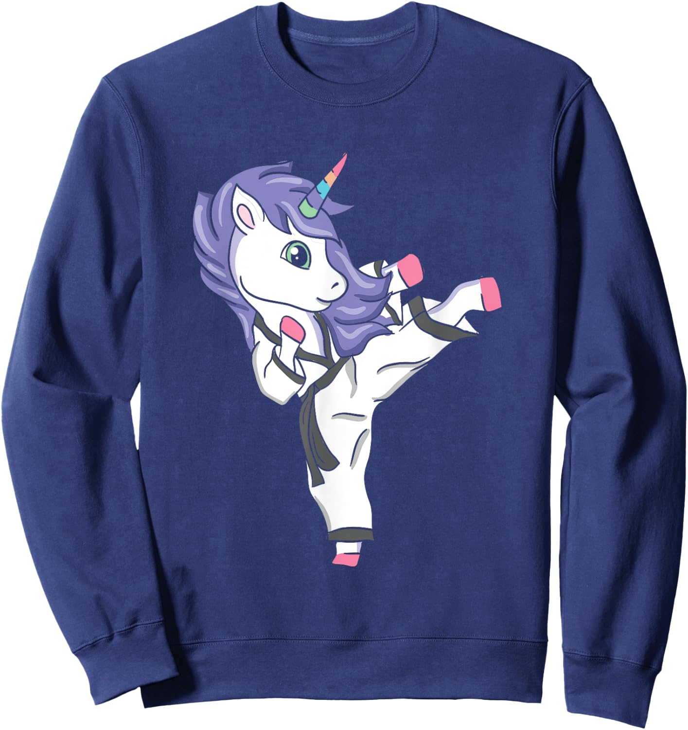 Funny Unicorn Karate Girl I Taekwondo Martial Arts Sweatshirt - Sweatshirt | Navy