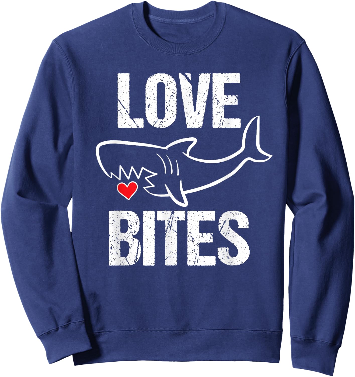 Valentines Shirt Boys Funny Shark Love Bites Quote Sweatshirt - Sweatshirt | Navy