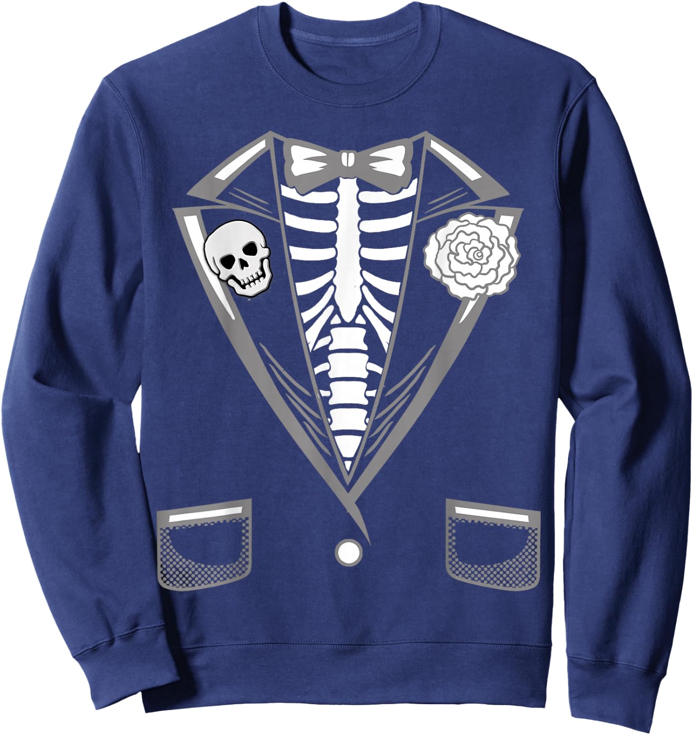 Halloween Costume Funny Skeleton Tuxedo Sweatshirt - Sweatshirt | Navy
