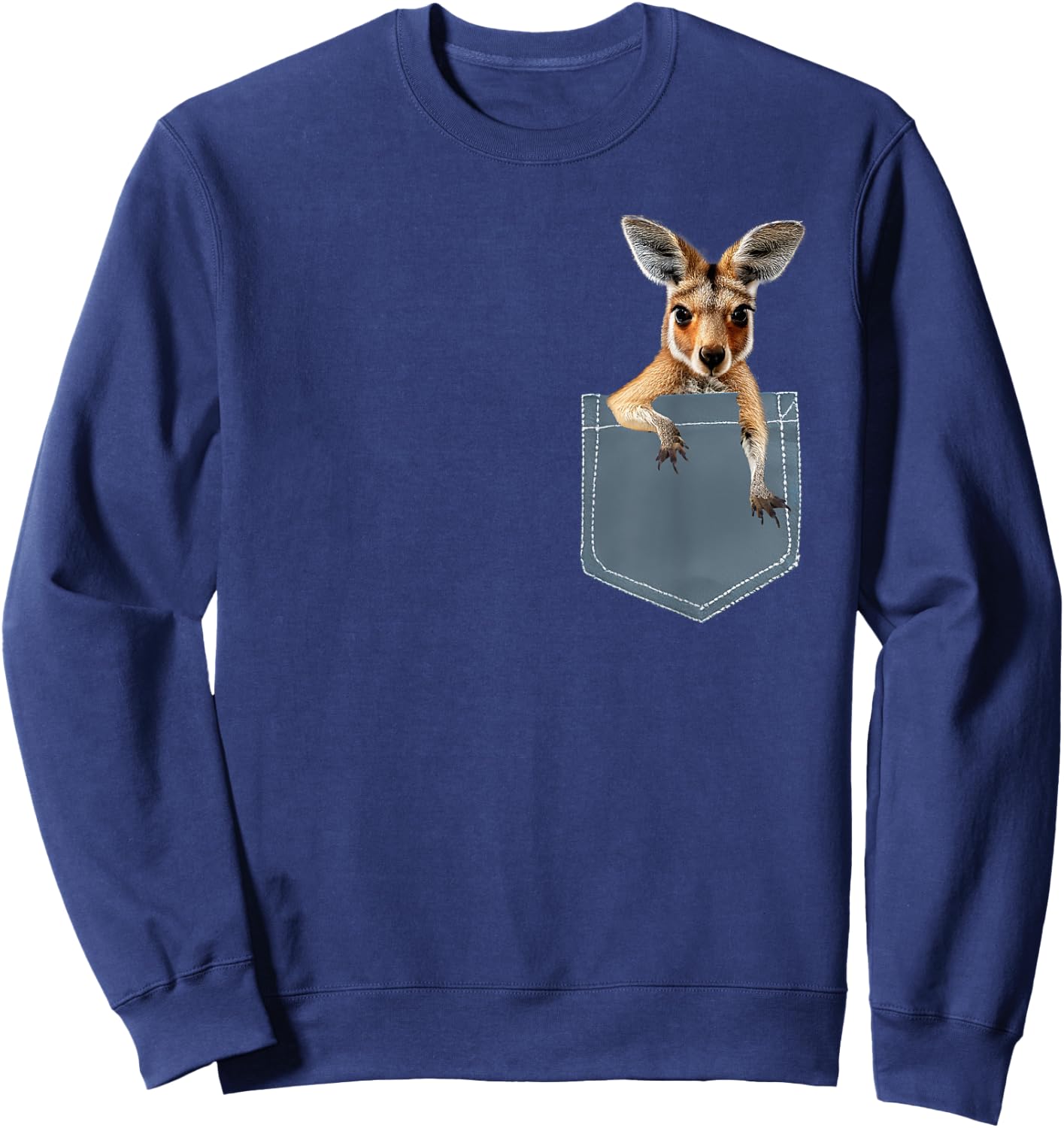 Cute Kangaroo in Pocket Shirt , Women, Kids Sweatshirt - Sweatshirt | Navy