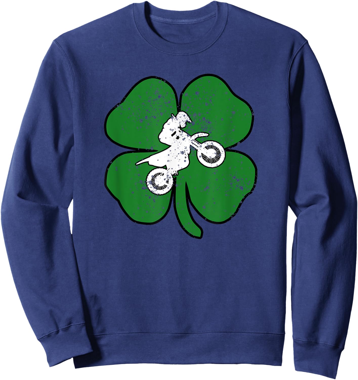 Dirt Bike Racer St Patrick's Day Clover Motorcycle Sweatshirt - Sweatshirt | Navy