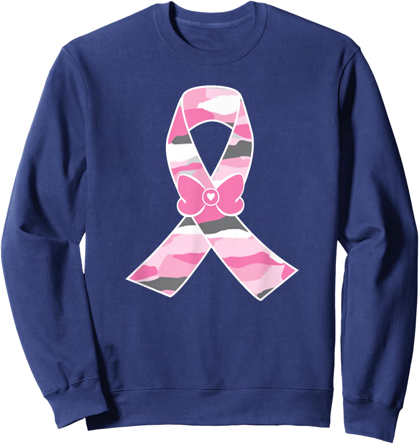 Camo Pinks Ribbon Breast Cancer Awareness Sweatshirt - Sweatshirt | Navy