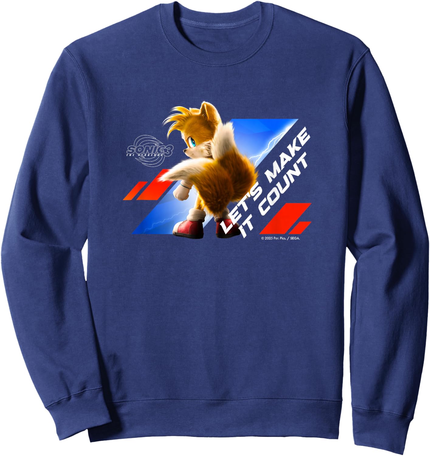 Sonic the Hedgehog 3 - Tails "Let's Make it Count" Sweatshirt - Sweatshirt | Navy