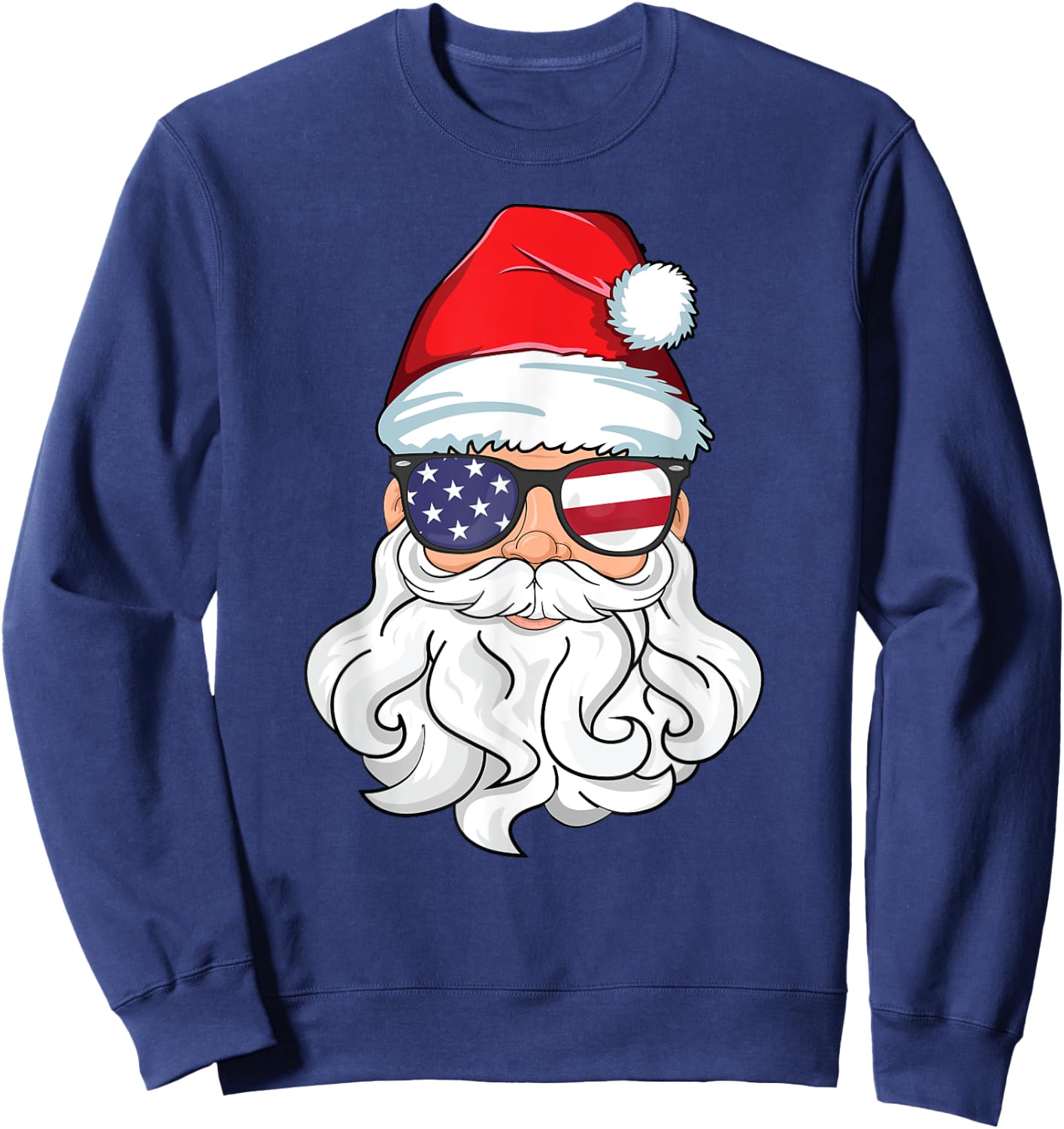 Santa Claus Patriotic USA Sunglasses Kids Christmas in July Sweatshirt - Sweatshirt | Navy