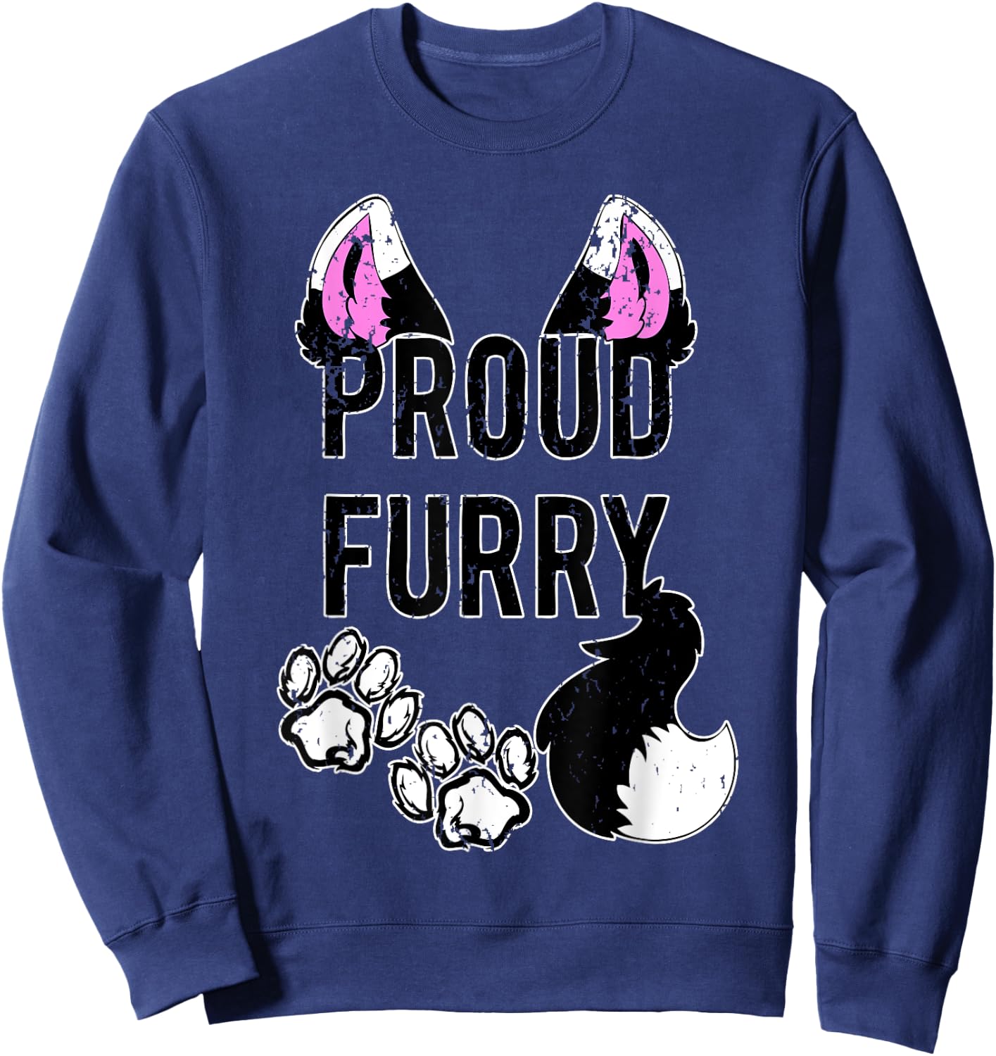 Proud Furry Shirt Furries Shirt Tail and Ears Cosplay Shirt Sweatshirt - Sweatshirt | Navy