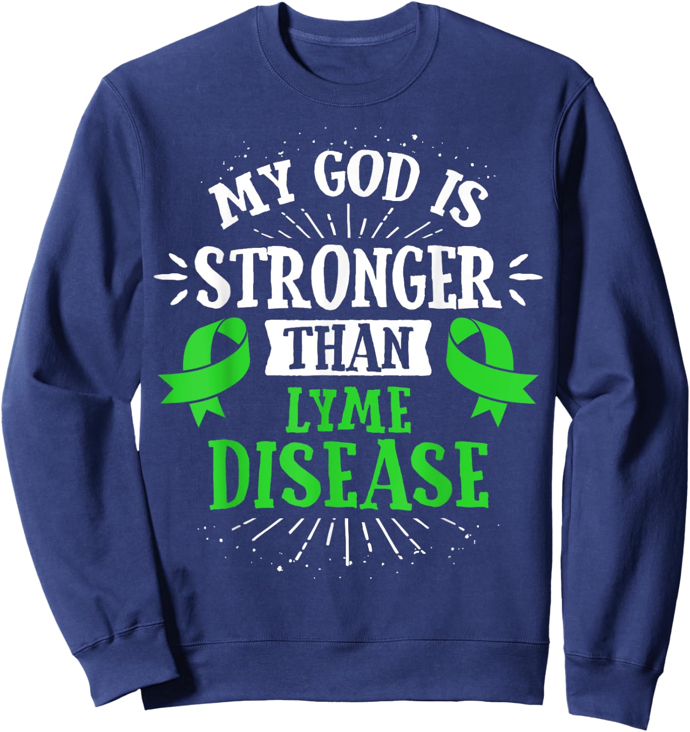 Lime Green Ribbon - Lyme Disease Awareness T Shirt Sweatshirt - Sweatshirt | Navy