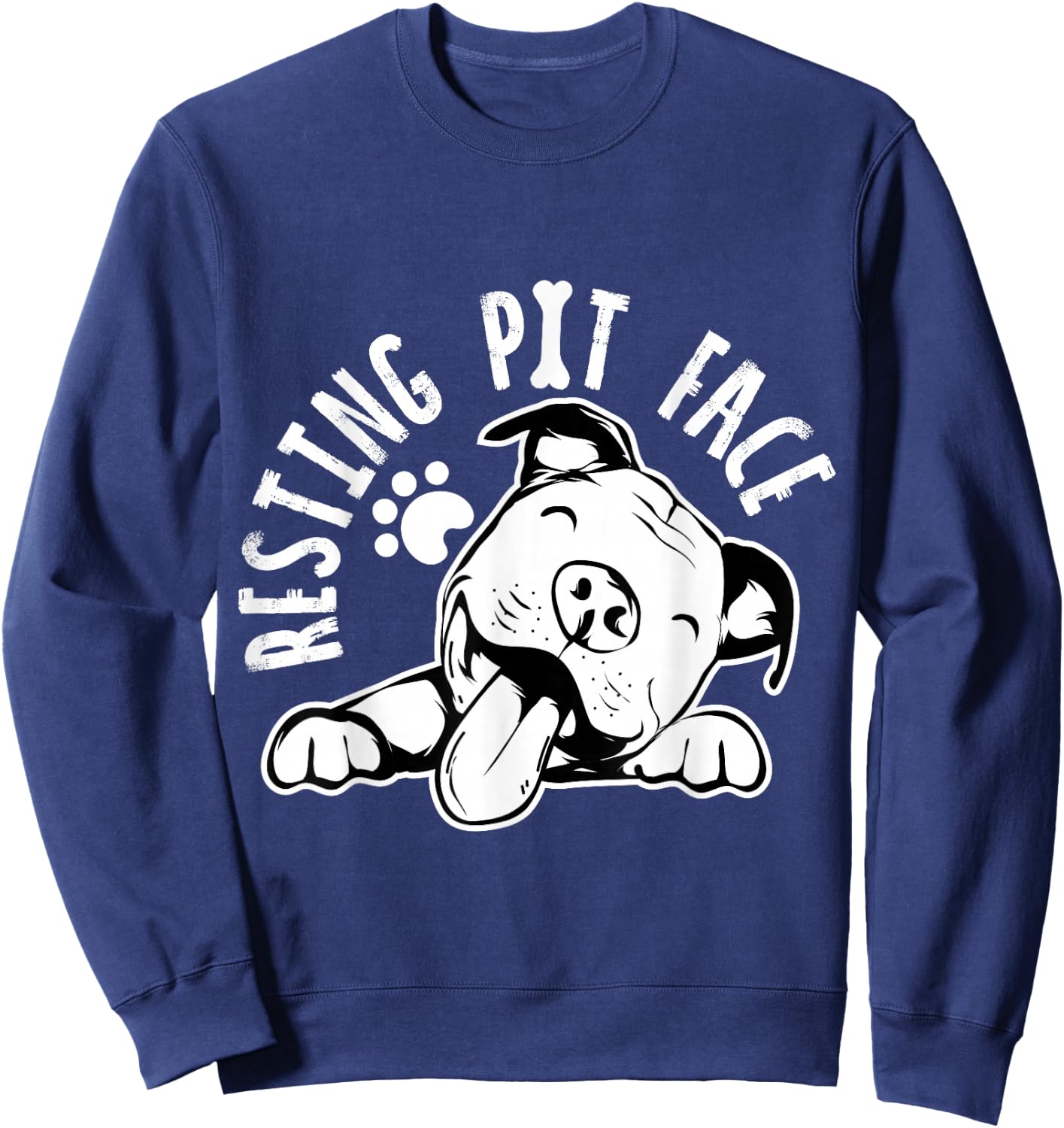Resting Pit Face | Funny Dog Pitbull Meme Clothing Sweatshirt - Sweatshirt | Navy