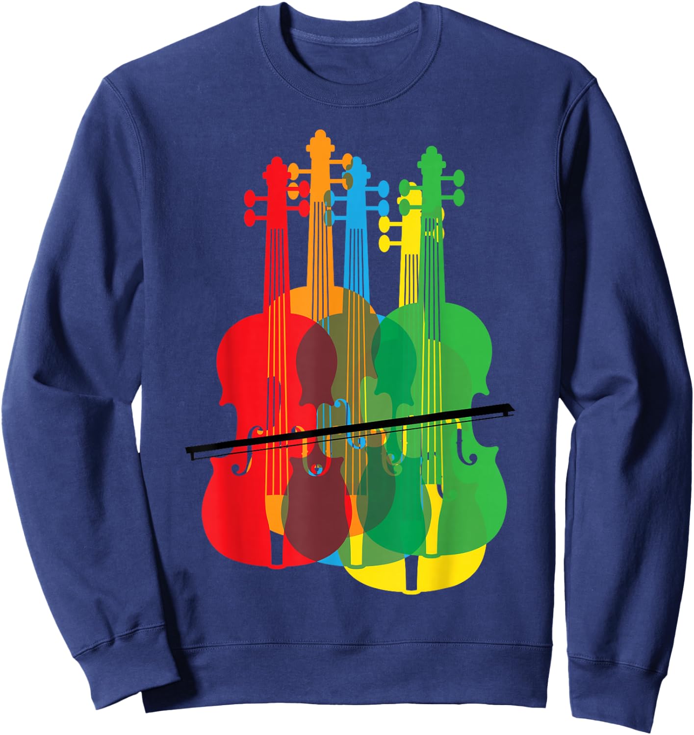 Multicolored Violins Birthday Gift Musicians Sweatshirt - Sweatshirt | Navy