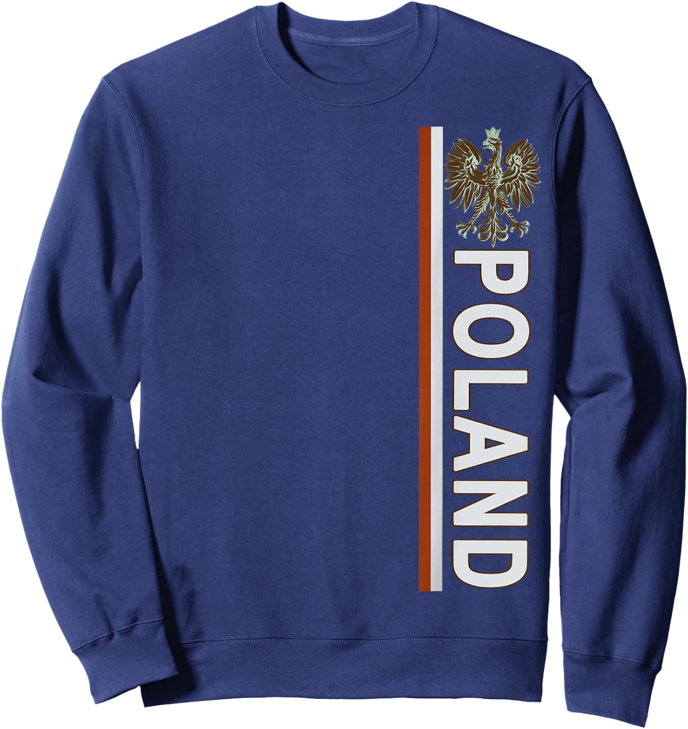Left-side Distressed-effect Polish Flag & Emblem of Poland Sweatshirt - Sweatshirt | Navy