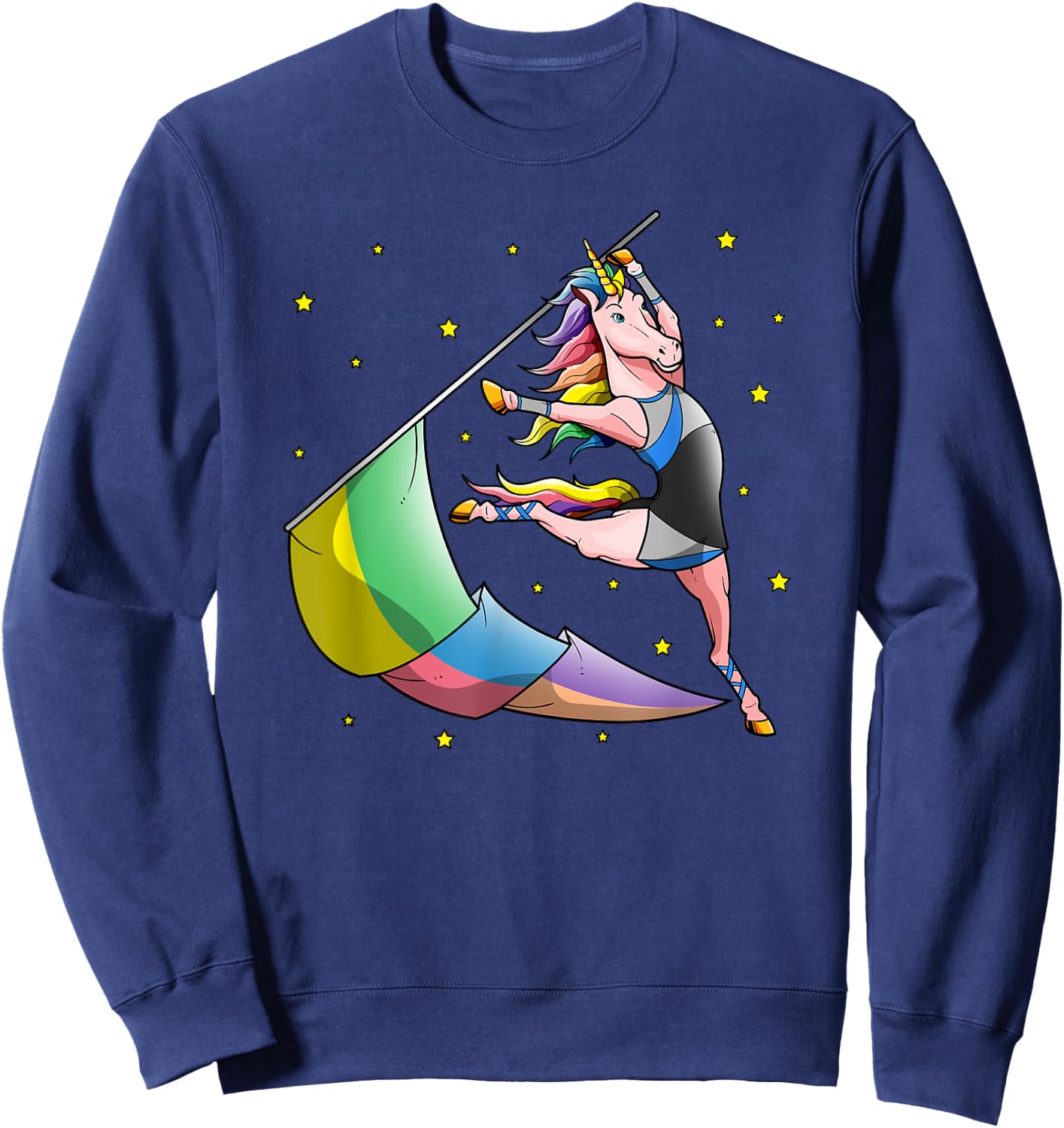 Color Guard Unicorn Winter Guard Flag Tossing Gifts Girls Sweatshirt - Sweatshirt | Navy