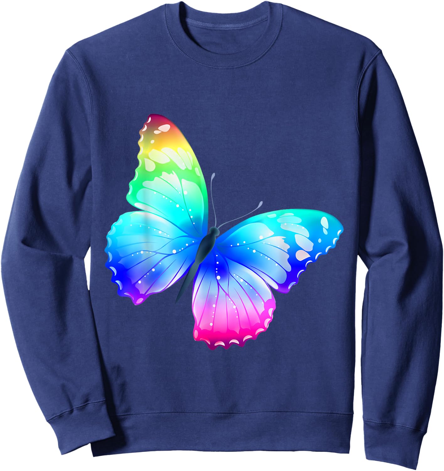 Monarch Butterfly Rainbow Cute Pastel Festival Colorful Sweatshirt - Sweatshirt | Navy