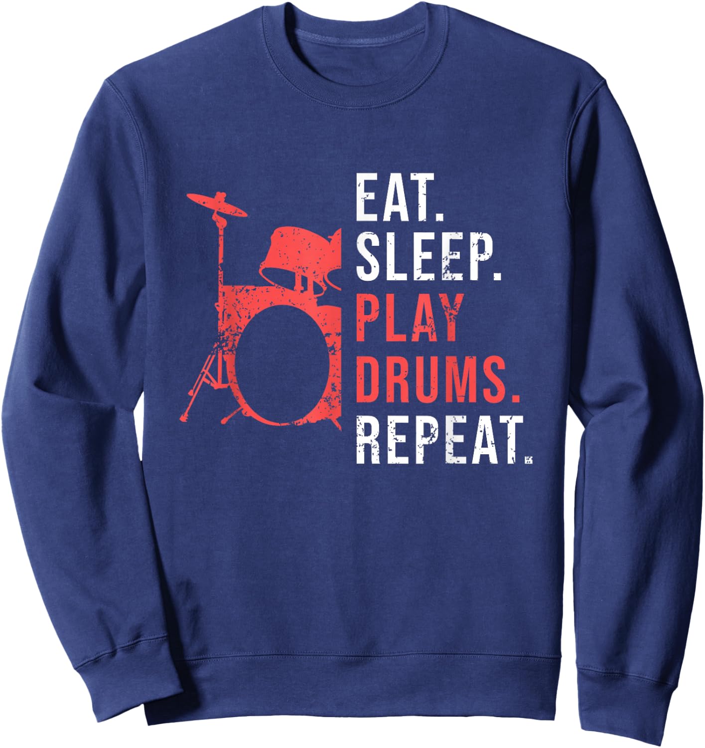 Cool Drum Kit Silhouette Percussion Vintage Drummer Sweatshirt - Sweatshirt | Navy
