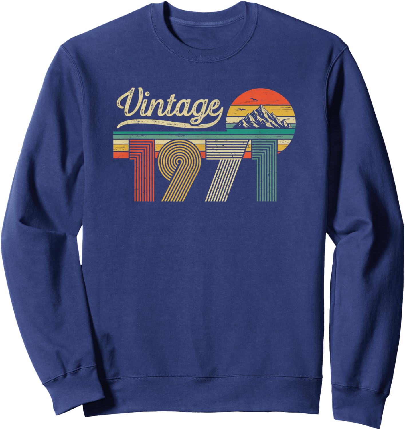 55th Birthday Man Woman - Vintage Born in 1971 Classic Retro Sweatshirt - Sweatshirt | Navy