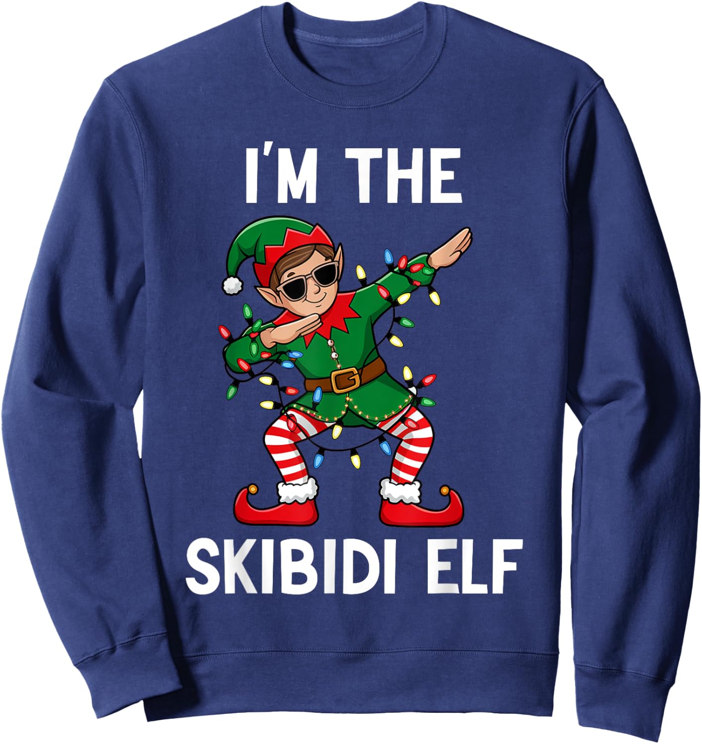 Funny Christmas Brainrot The Skibidi Elf Xmas Boys Girls Sweatshirt - Sweatshirt | Navy