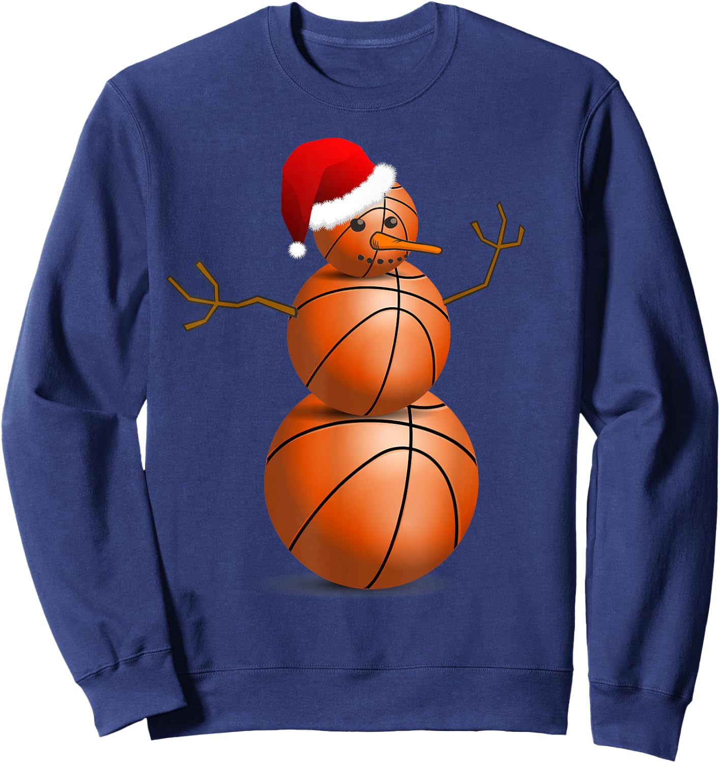 Christmas Basketball Shirt - Basketball Snowman Sweatshirt - Sweatshirt | Navy
