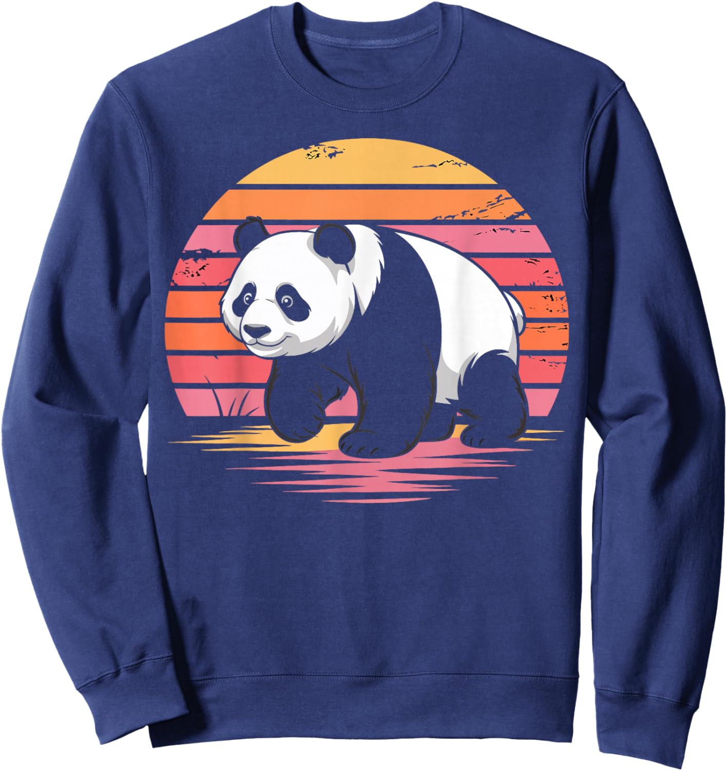 Retro Panda Lover Vintage Sunset Summer Vibes Gifts for Kids Sweatshirt - Sweatshirt | Navy