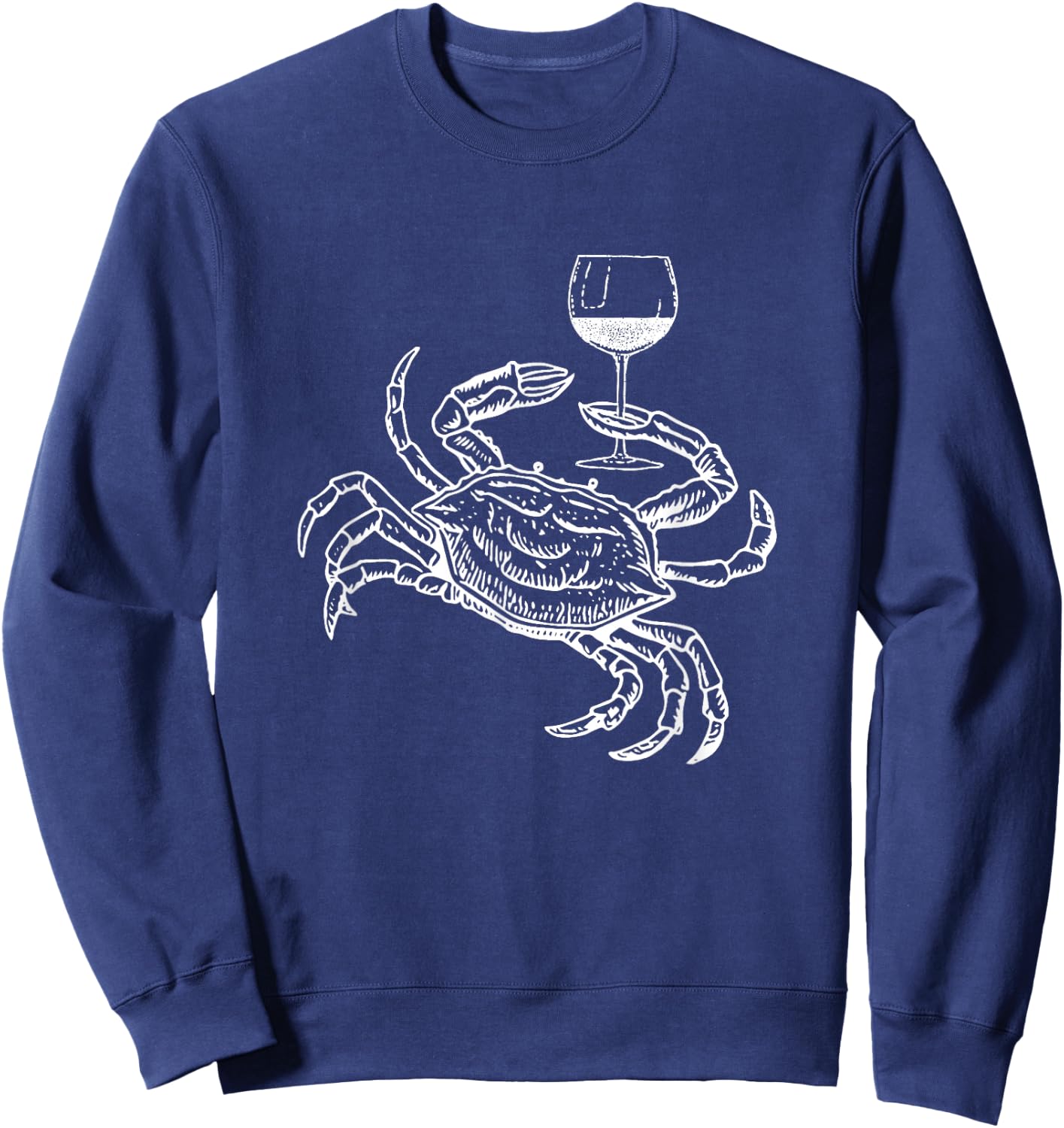 Wine Crab Ocean Lovers Shirt Funny Drinking Vacation Sweatshirt - Sweatshirt | Navy