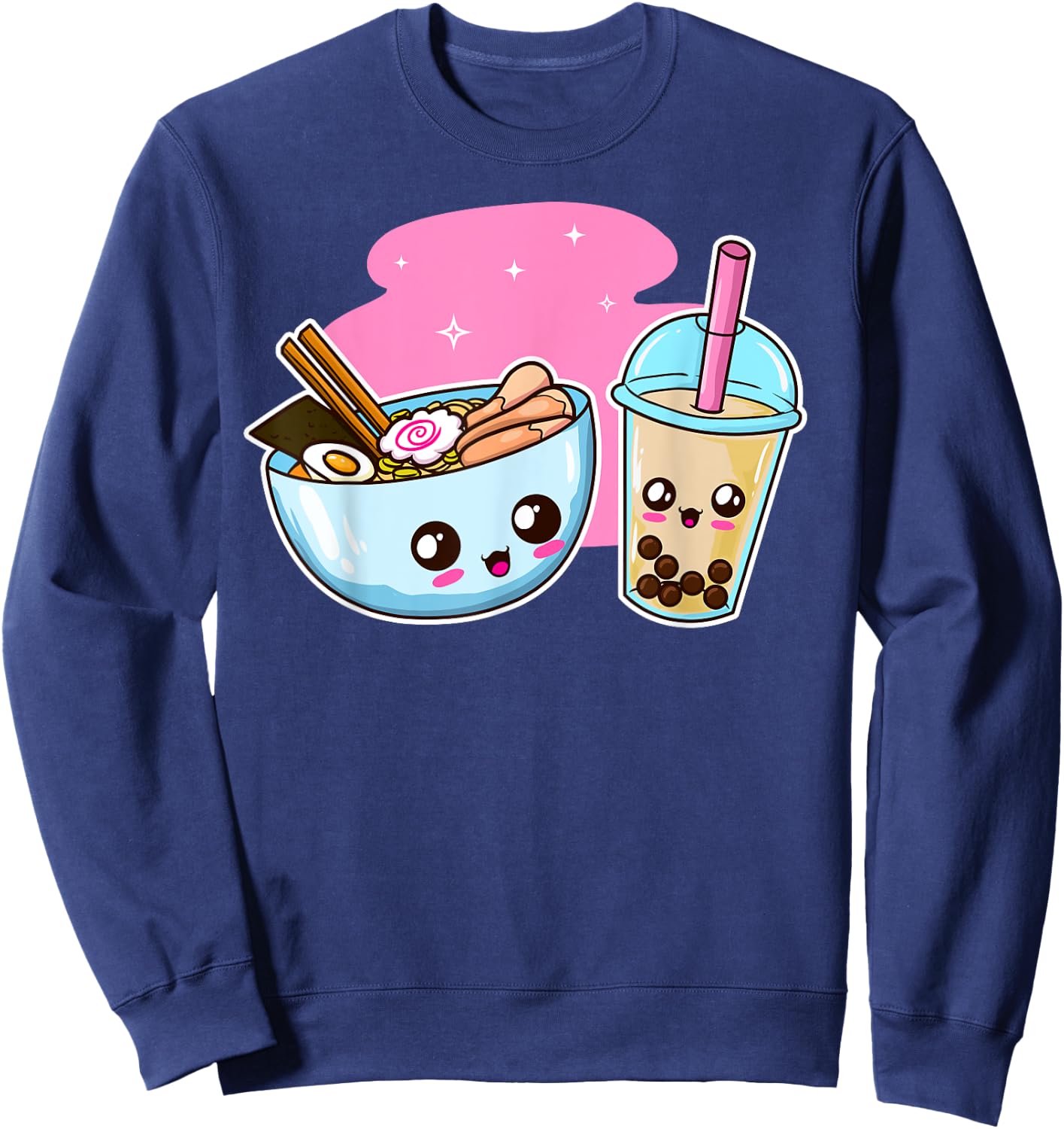 Ramen Bubble Tea Boba Japanese Noodles K-POP Merch Anime Sweatshirt - Sweatshirt | Navy