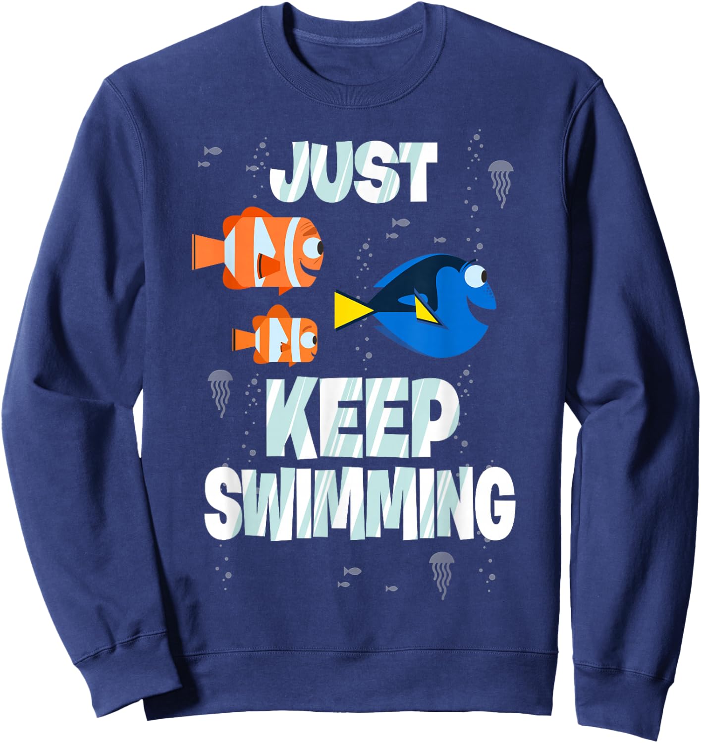 Disney Pixar Finding Dory Just Keep Swimming Clown Fish Crew Sweatshirt - Sweatshirt | Navy