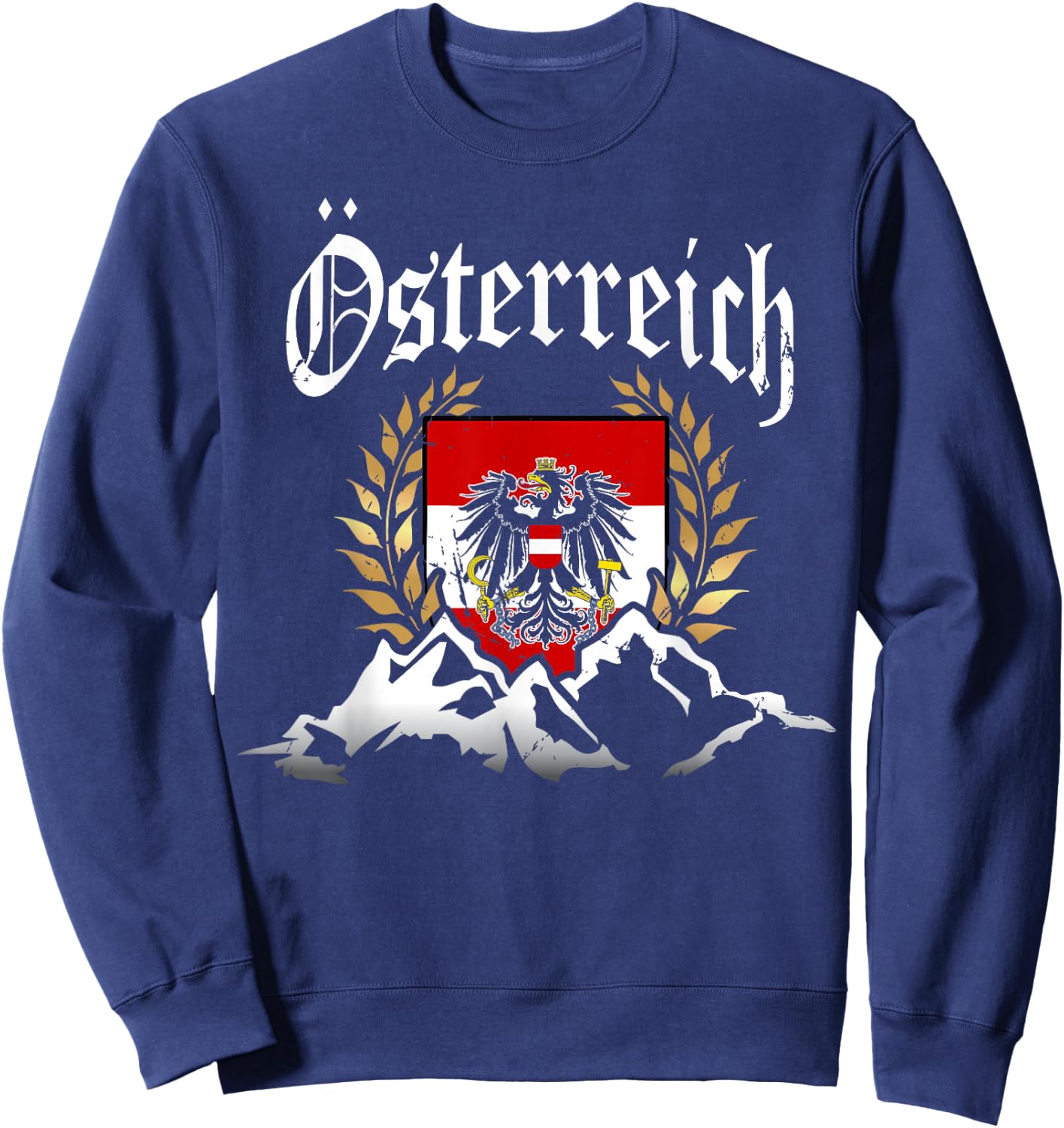 Austria Oesterreich with alps mountains men and women Sweatshirt - Sweatshirt | Navy