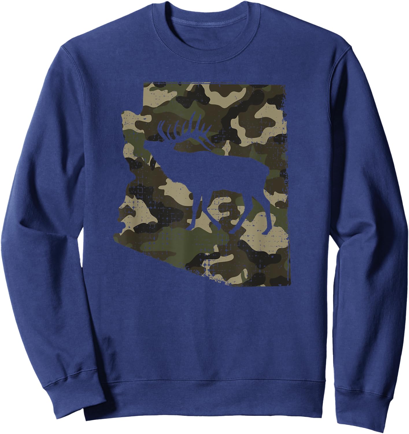 Camo Arizona Elk Hunting T Shirt - AZ Bull Elk Hunting Shirt Sweatshirt - Sweatshirt | Navy