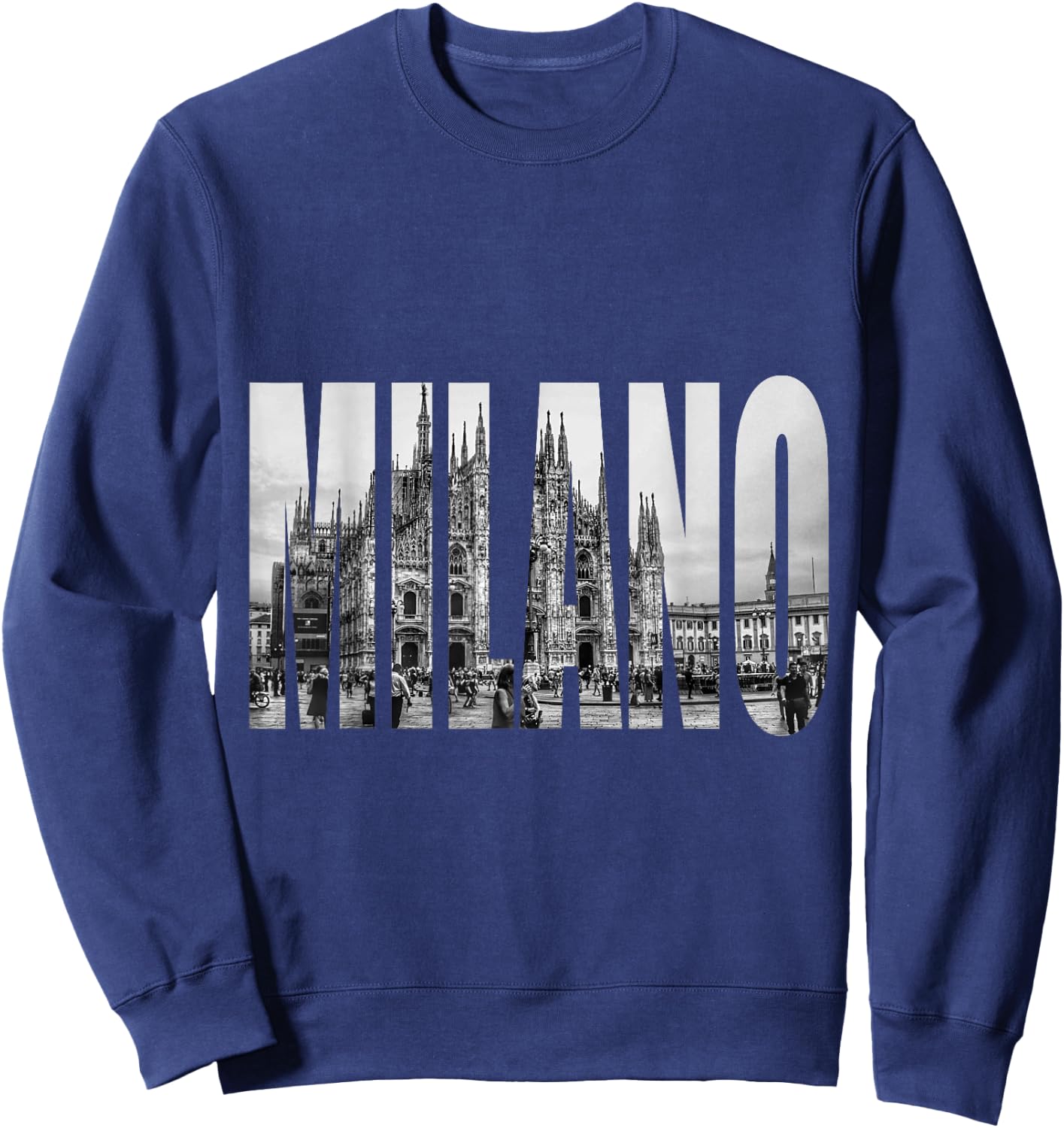 Milano Duomo Black and White Logo Picture Sweatshirt - Sweatshirt | Navy