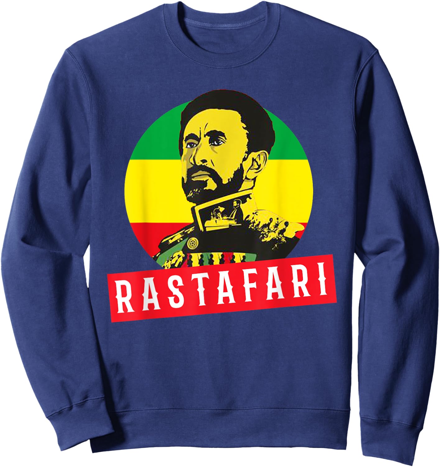 Jah Rastafari Reggae Roots shirt Haile Selassie T shirt Sweatshirt - Sweatshirt | Navy