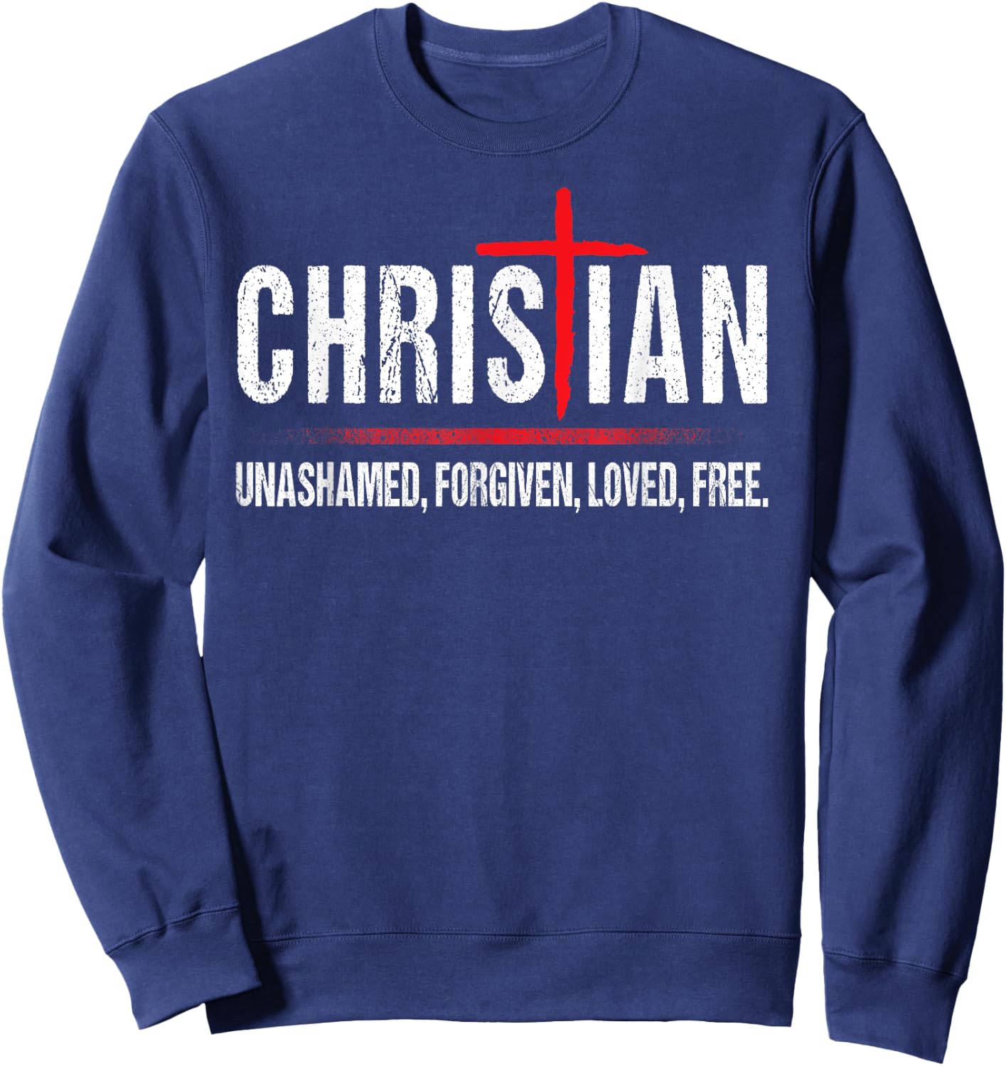 Christian Jesus Unashamed Cross Sweatshirt - Sweatshirt | Navy