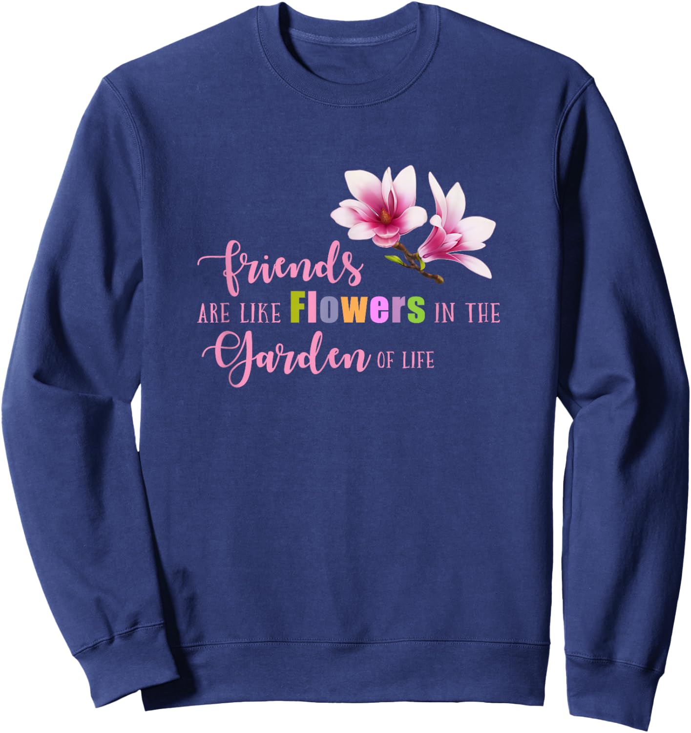 Women T Shirt Cute Best Friend Friendship Flower Girls Sweatshirt - Sweatshirt | Navy