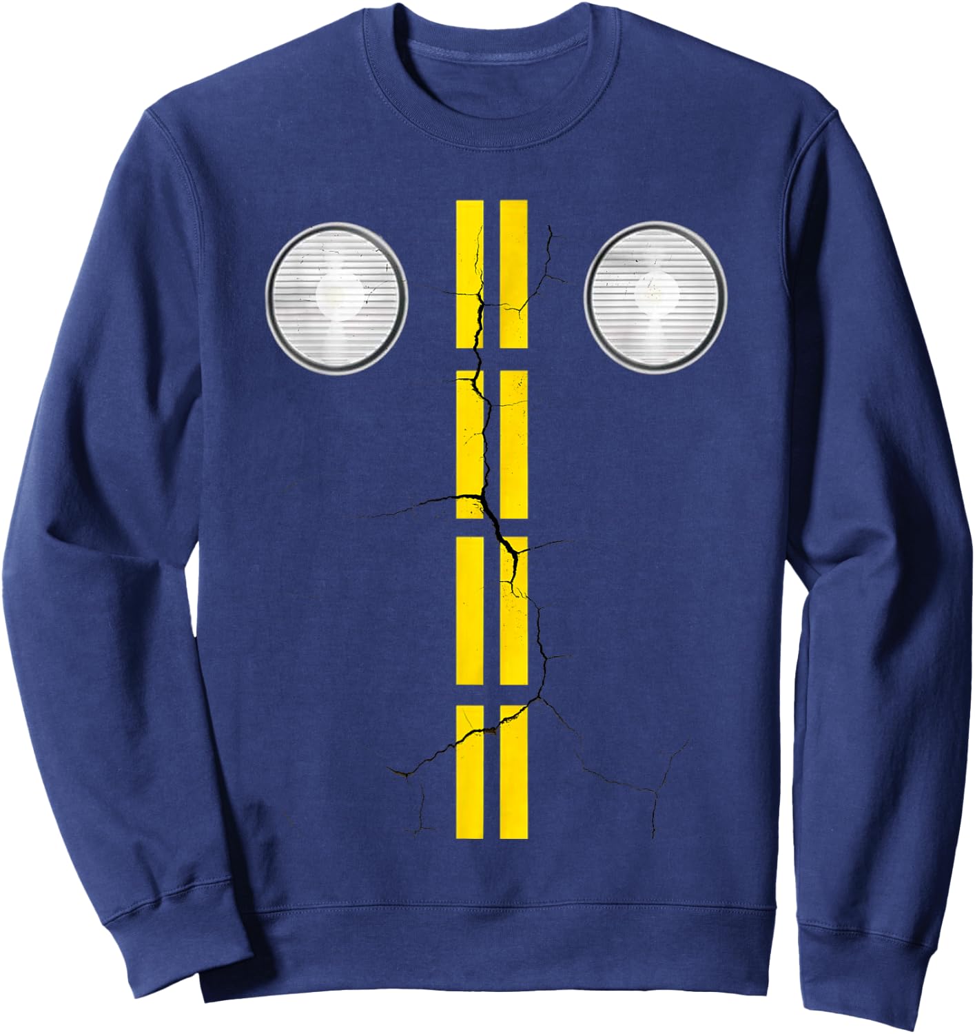 Funny headlights with street markings, Halloween Sweatshirt - Sweatshirt | Navy