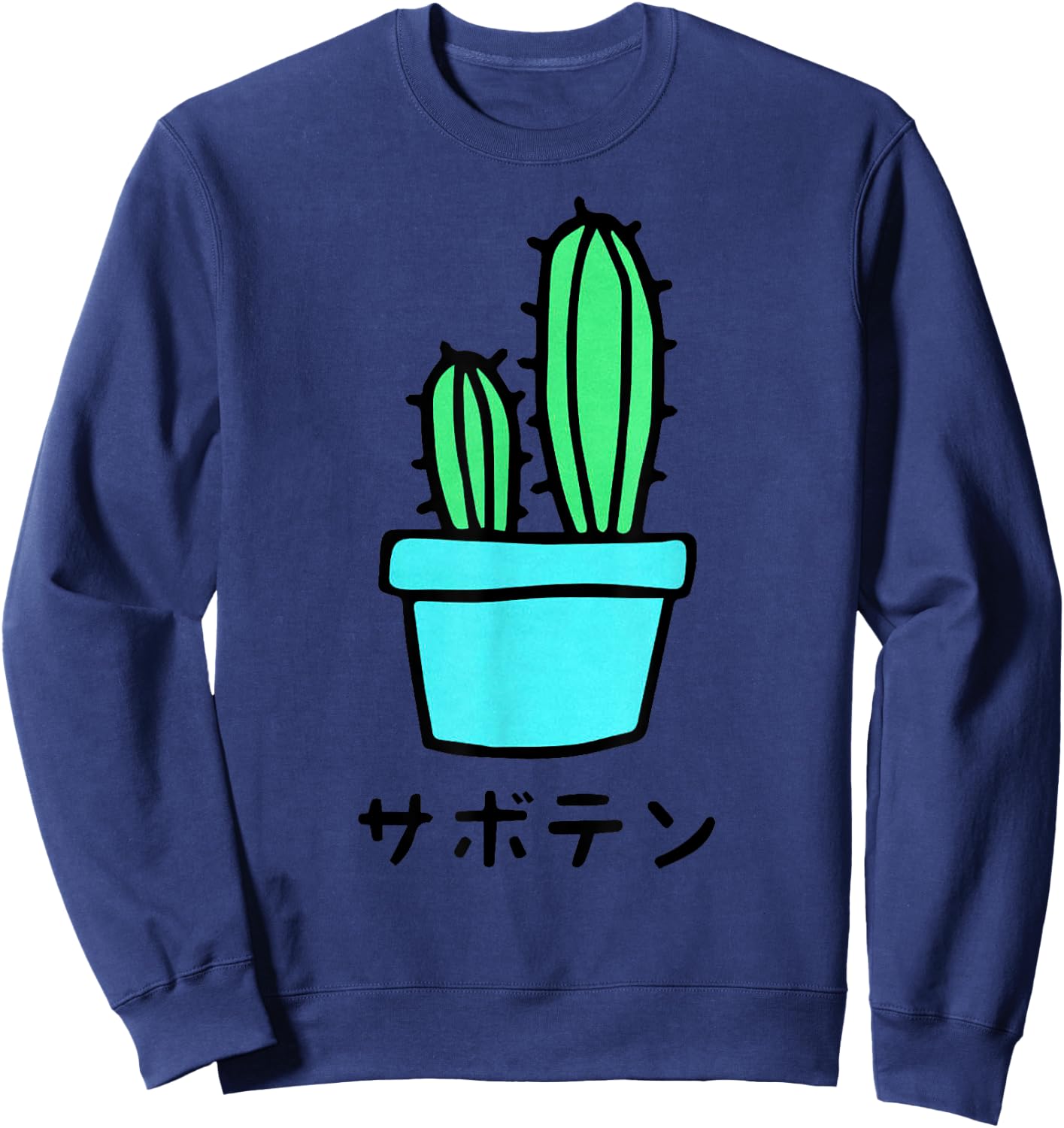 Japanese Art Shirt Harajuku Cactus Vaporwave Aesthetic Sweatshirt - Sweatshirt | Navy