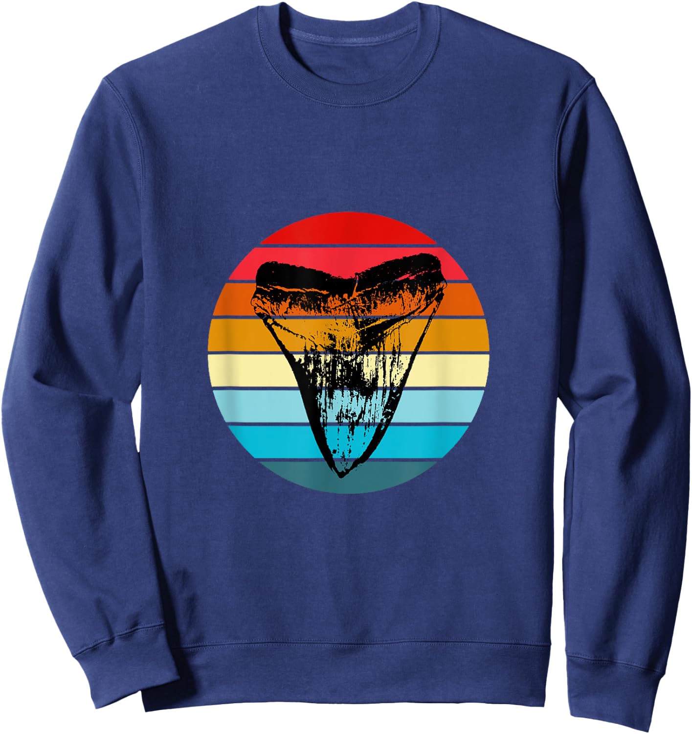 Fossil Megalodon Shark Tooth Retro Sunset Teeth Collector Sweatshirt - Sweatshirt | Navy