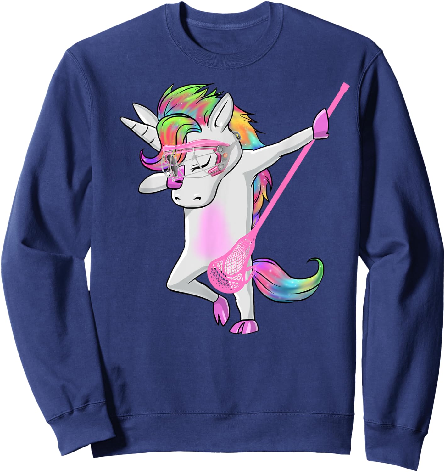 reLAX unicorn dab youth lacrosse Lacrosse funny Sweatshirt - Sweatshirt | Navy