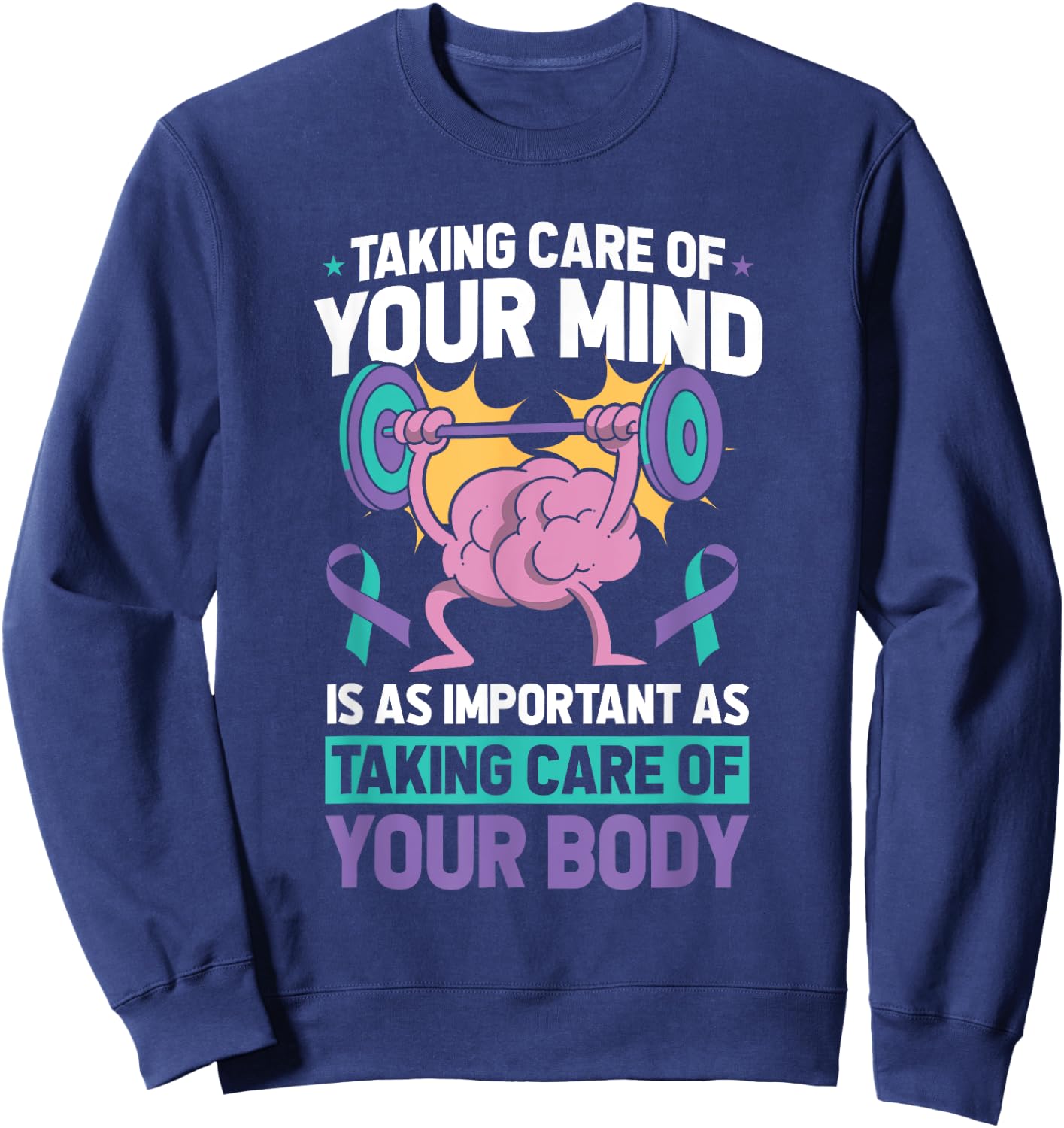Mental Health Awareness Ribbon Suicide Prevent Sweatshirt - Sweatshirt | Navy