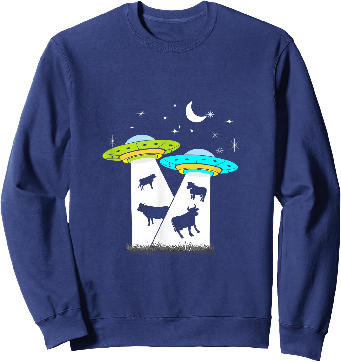 Alien Cow Abduction UFO Area Free the Aliens Shirt Sweatshirt - Sweatshirt | Navy