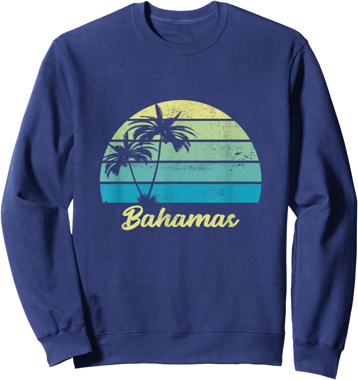 Bahamas Souvenir T Shirt Vacation Vintage Palm Sweatshirt - Sweatshirt | Navy