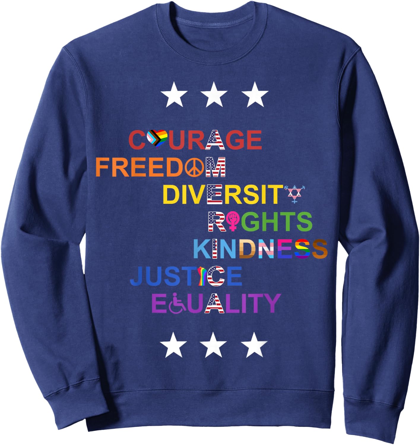 America Courage Freedom Diversity Sweatshirt - Sweatshirt | Navy