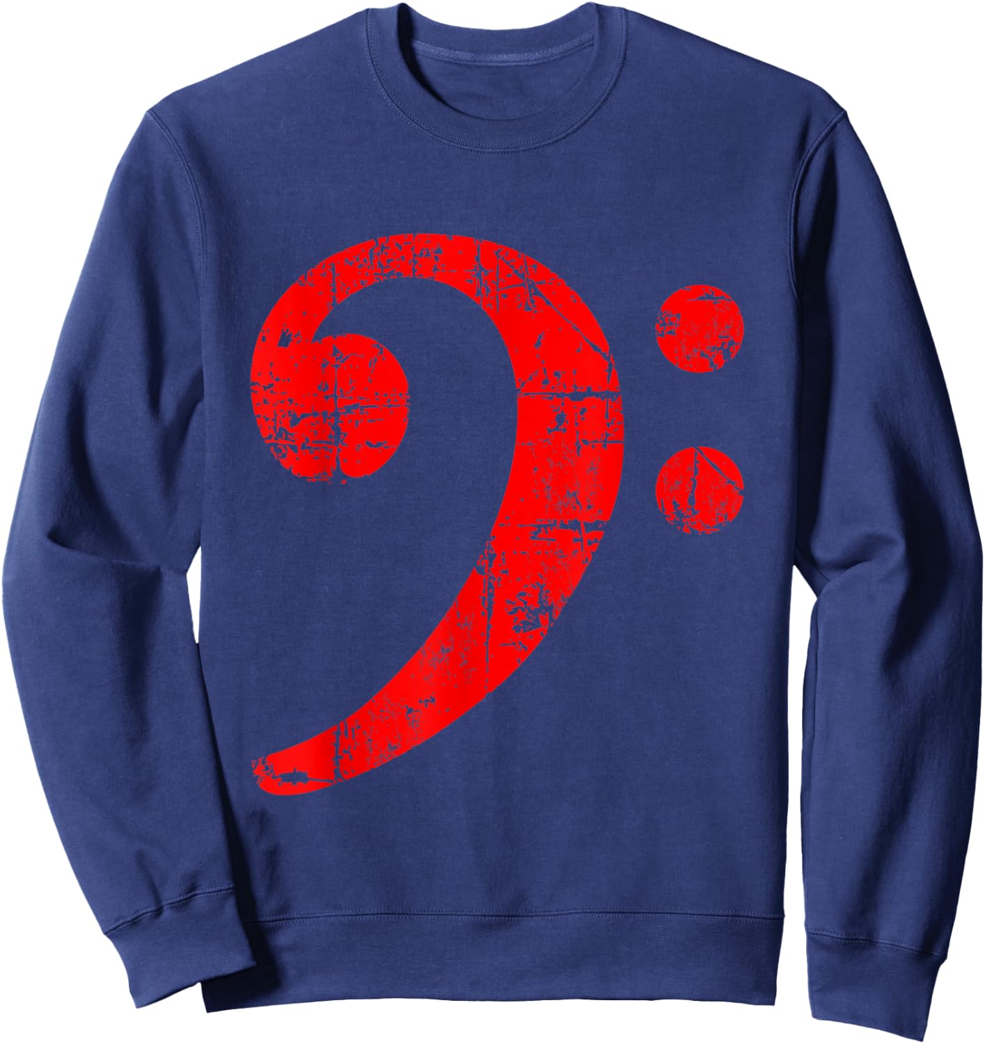 Bass Clef (Vintage Red) Bass Players Sweatshirt - Sweatshirt | Navy