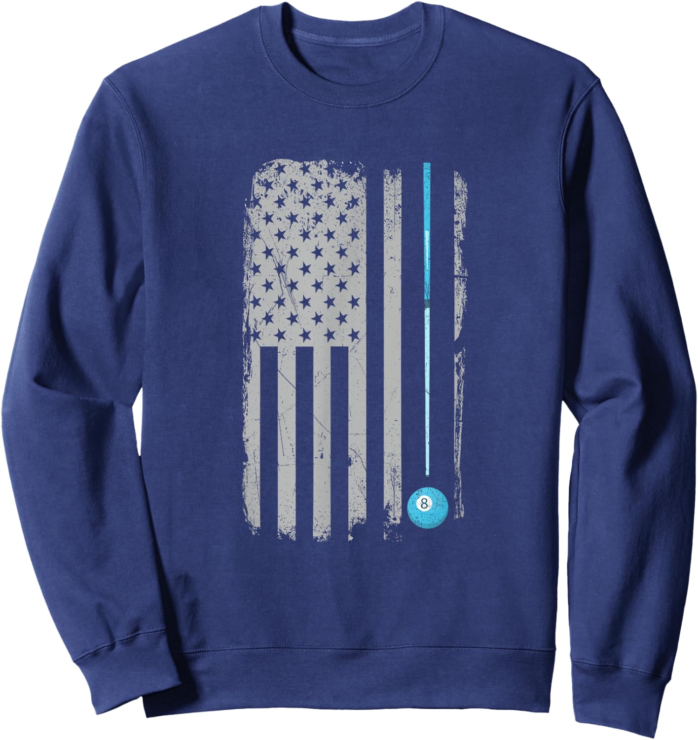 Pool Stick Billiards 8 Ball Vintage USA American Flag Sweatshirt - Sweatshirt | Navy